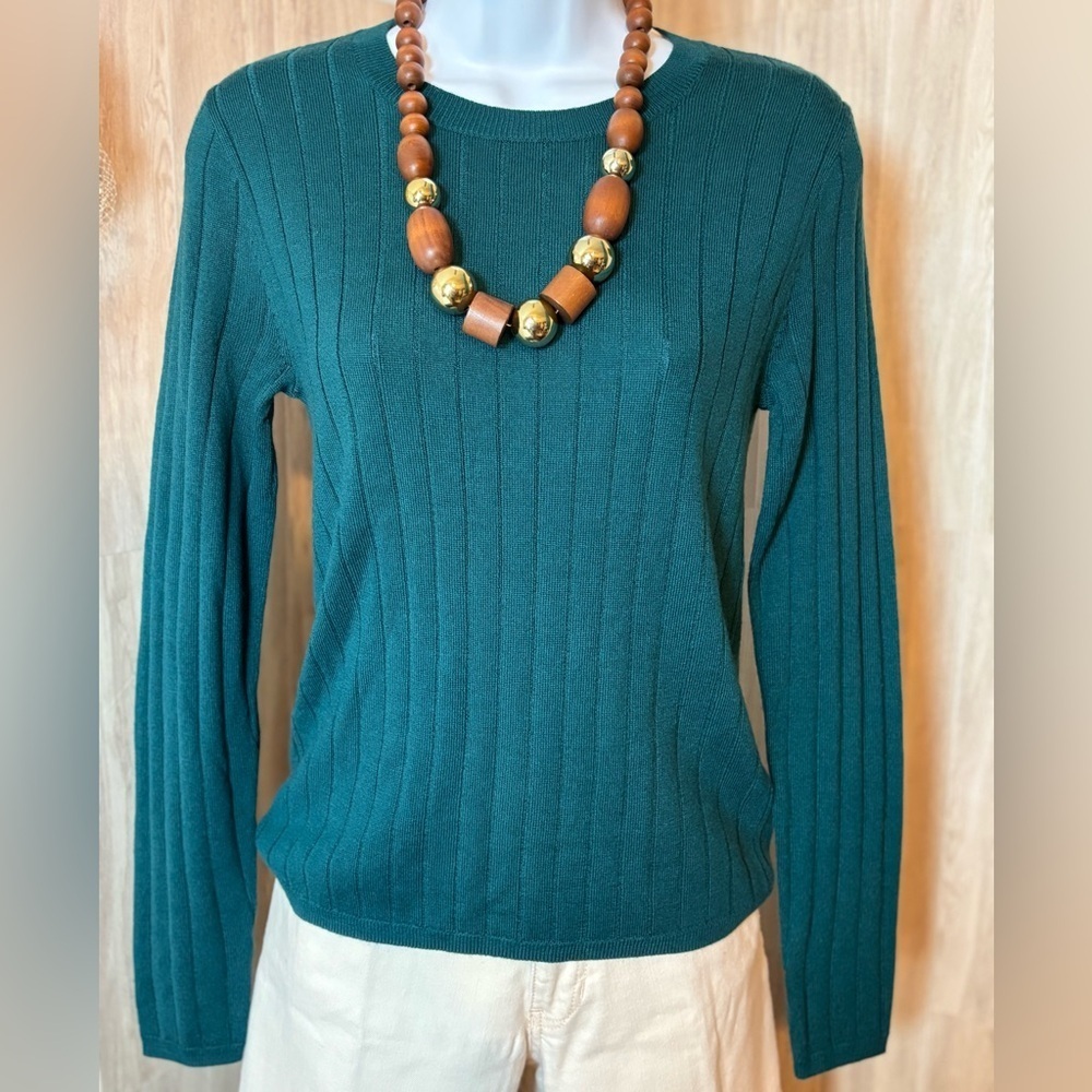 J. Crew Teal Ribbed Merino Wool Sweater